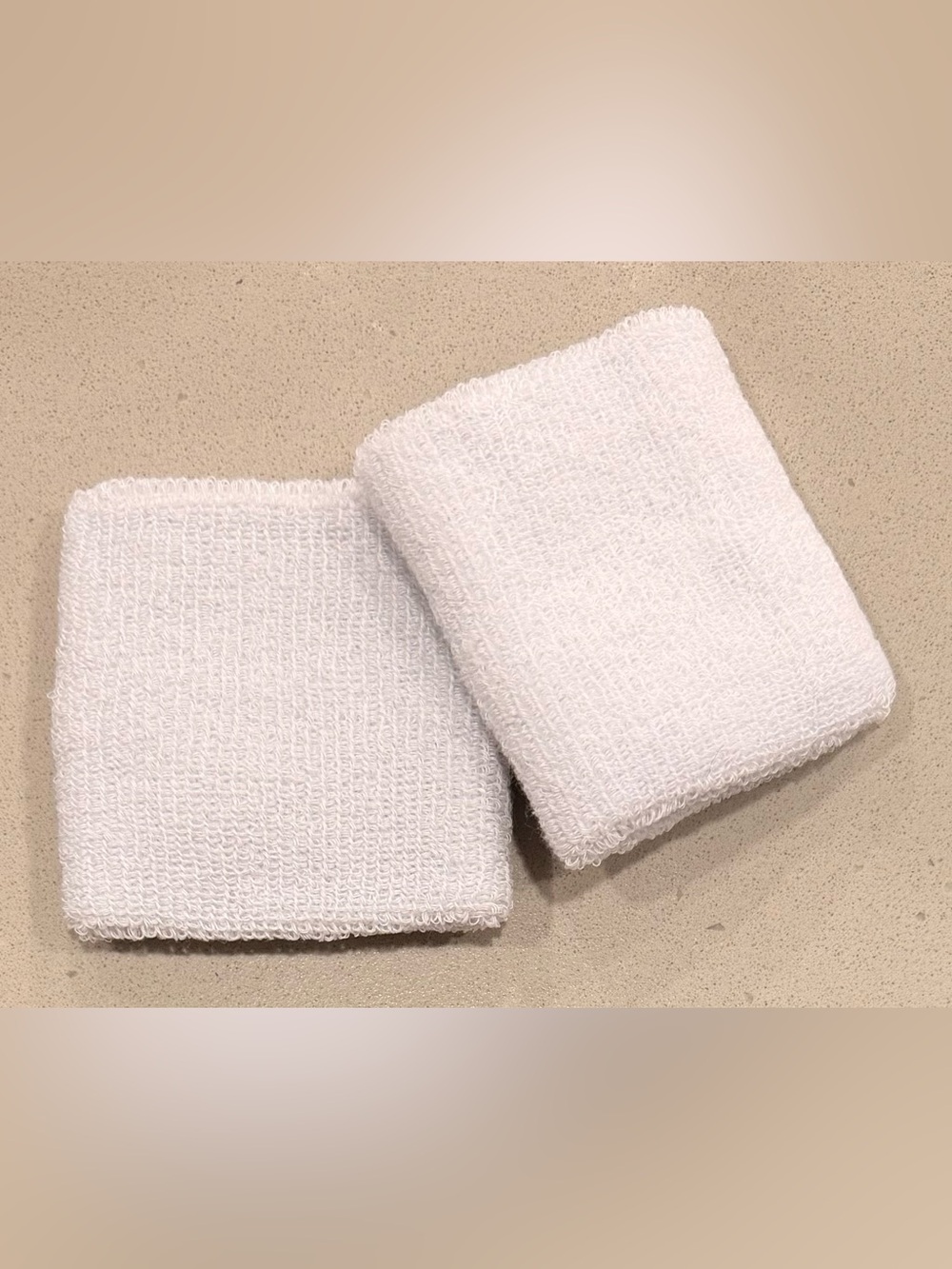 New- White/gray Terry Cloth Wrist Sweatbands - Right and Left band included